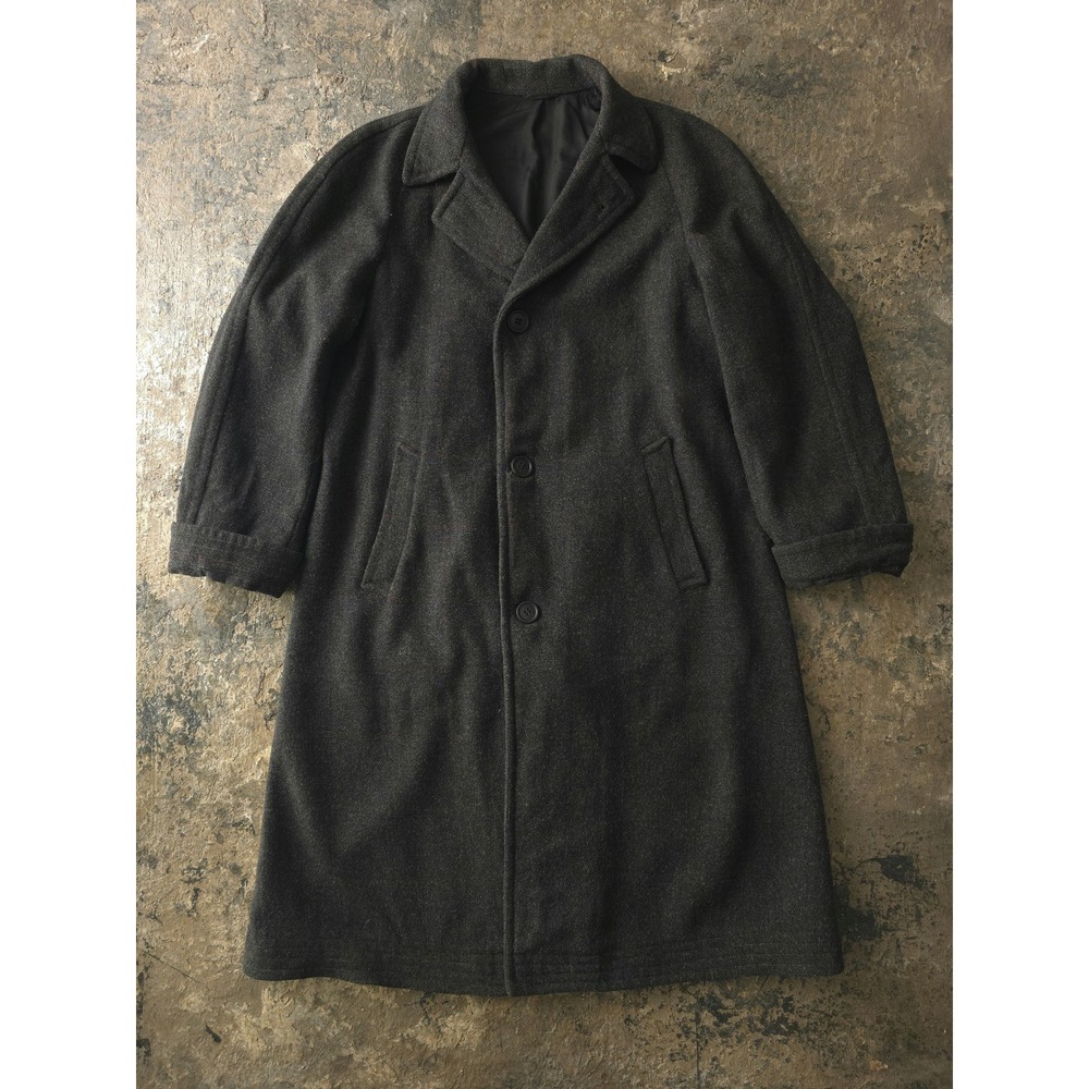 Vintage 1950s Charcoal Wool Raglan Sleeve Overcoat XL USA Made